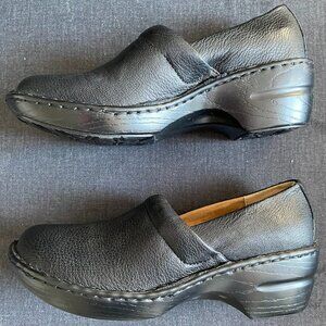 BASS-SHEENA BLACK LEATHER WOMEN SLIP ON WEDGE NURSING SHOES